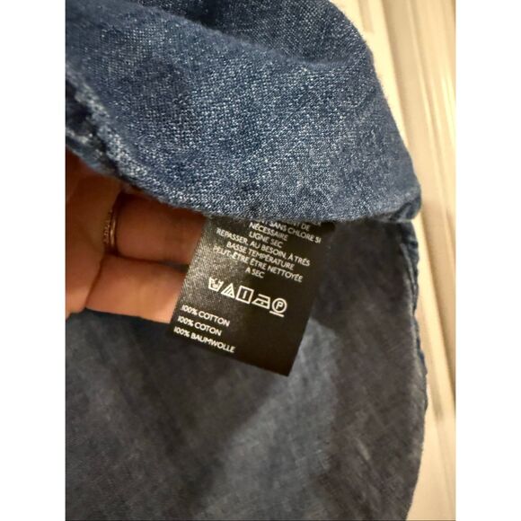 Anthropologie Pilcro the Letterpress Aly chambray puff sleeve blouse small - Picture 4 of 7